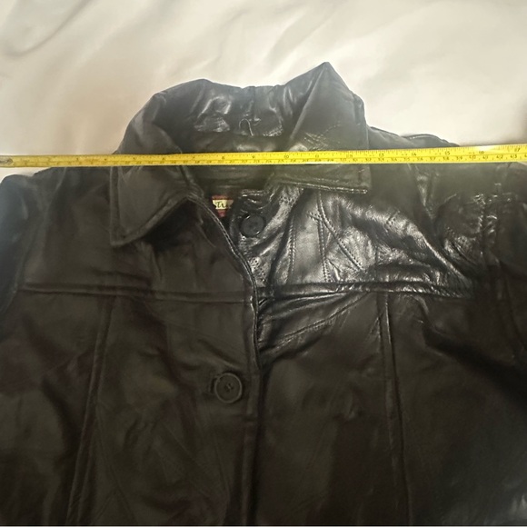 Tudor Court by Haband black Leather Trench Coat - Picture 6 of 16